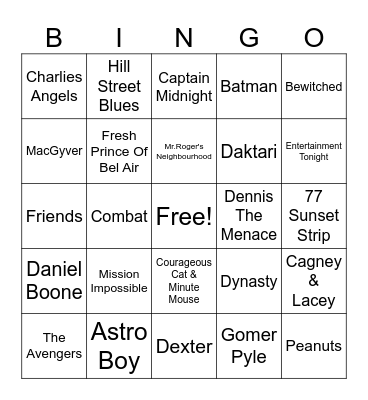 TV Themes Bingo Card