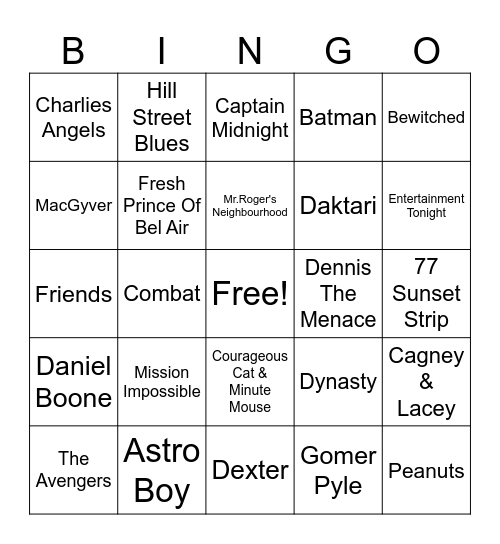 TV Themes Bingo Card