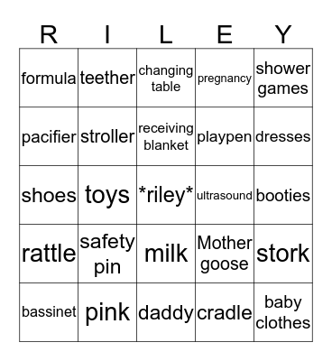 Baby Shower  Bingo Card