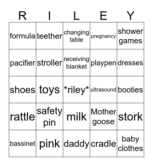 Baby Shower  Bingo Card