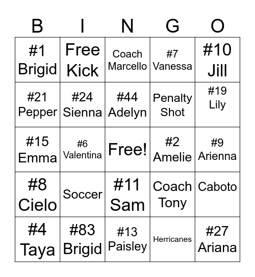 Herricanes Bingo II Bingo Card