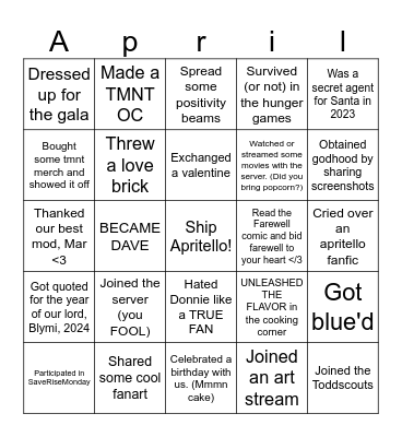 April Bingo 2024 Bingo Card