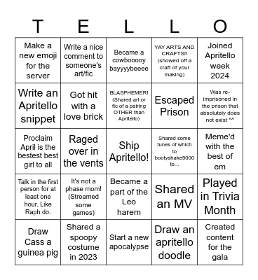 Tello Bingo 2024 Bingo Card