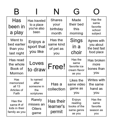 Find Someone Who... Bingo Card