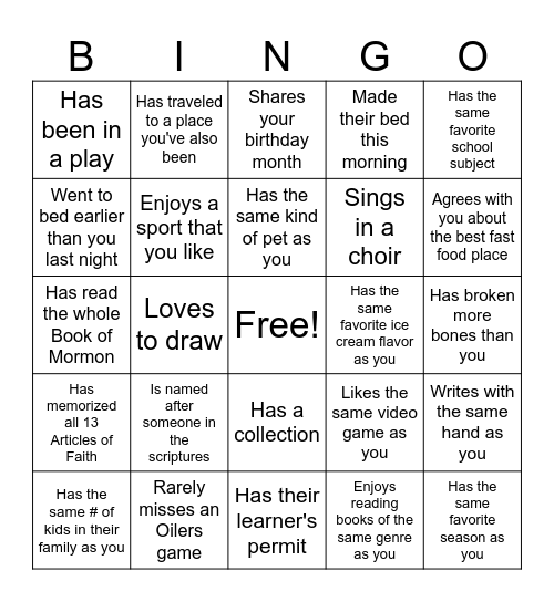 Find Someone Who... Bingo Card