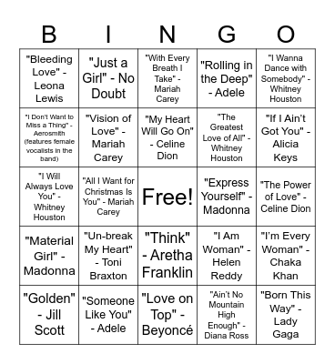 DIVAS Bingo Card