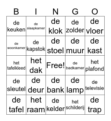 Het huis Bingo Card