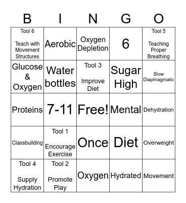 Principle 1: Nourishment Bingo Card