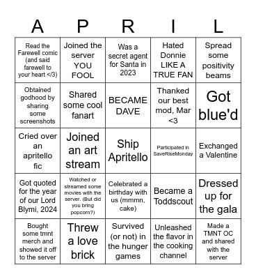 April Bingo Card