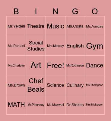 PAC Academy Bingo Card