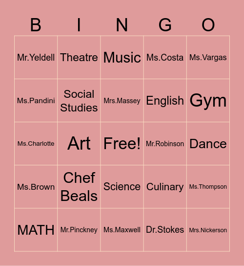 PAC Academy Bingo Card