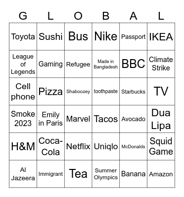 Global Bingo Card