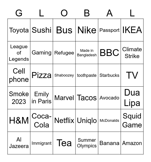 Global Bingo Card