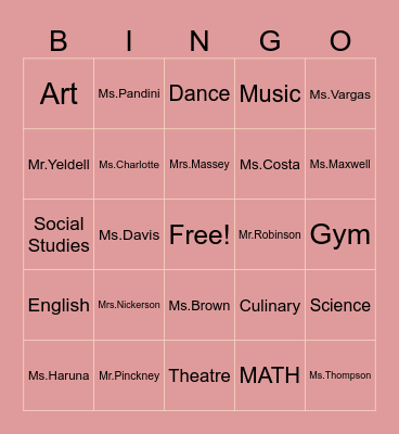 PAC Academy Bingo Card