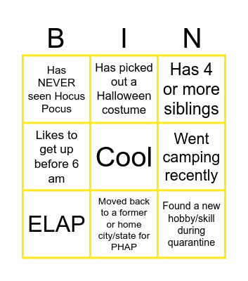 Virtual Icebreaker Bingo Card