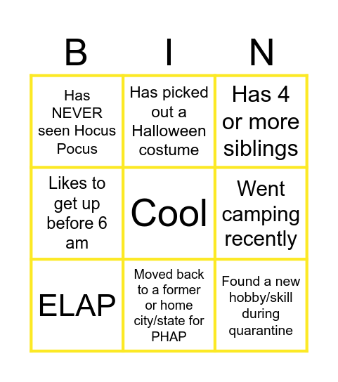 Virtual Icebreaker Bingo Card