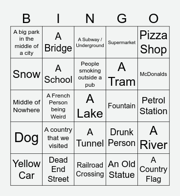 Geoguessr Bingo Card