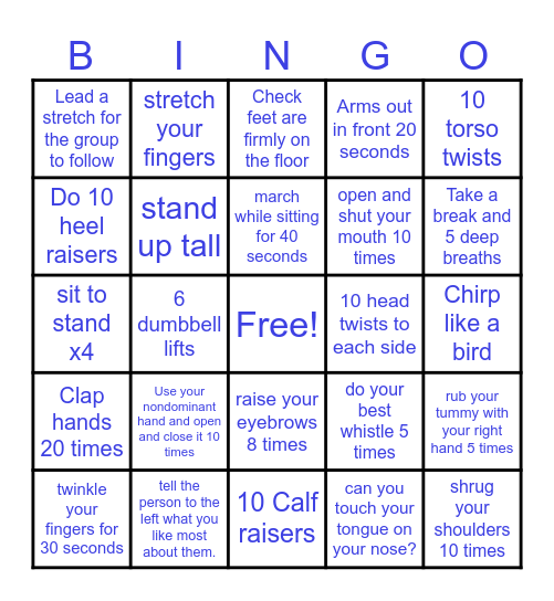 Ergonomics Bingo Card