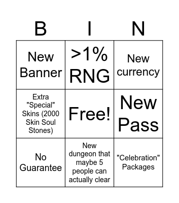 OMC Transcendence System Bingo Card