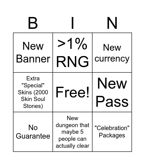 OMC Transcendence System Bingo Card
