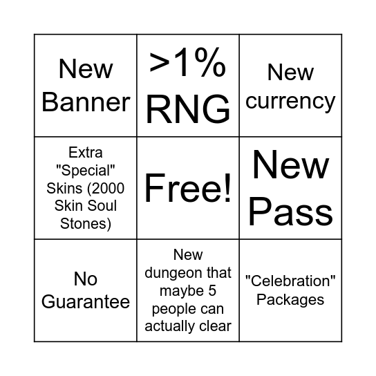 OMC Transcendence System Bingo Card