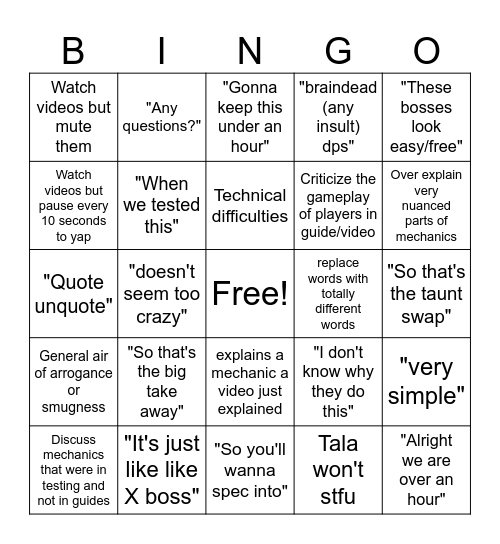 Codename: Granite of salt Bingo Card
