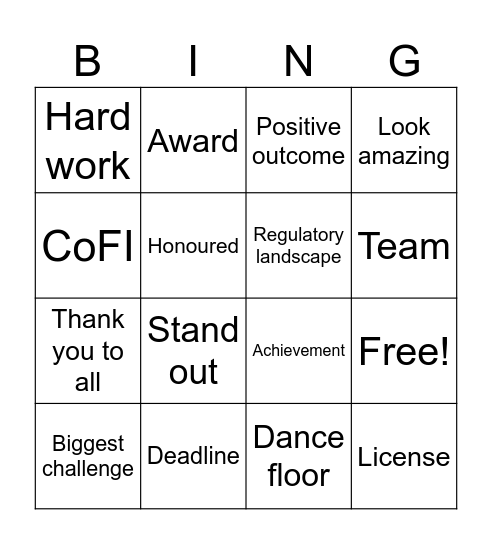 FSC Awards Bingo Card
