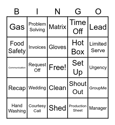 Fall Readiness Bingo Card