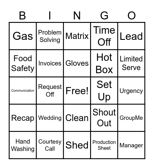 Fall Readiness Bingo Card