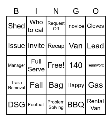 Fall Readiness Bingo Card