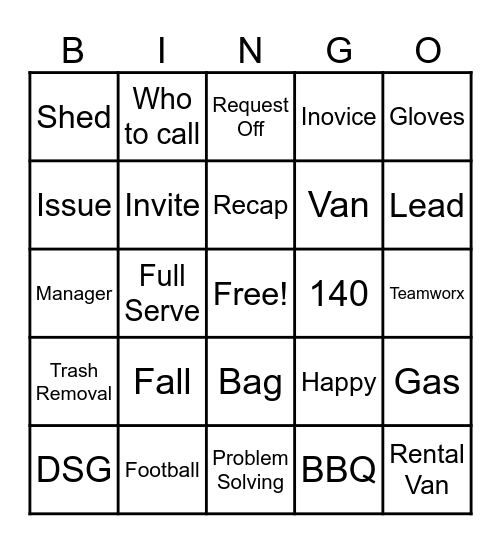 Fall Readiness Bingo Card