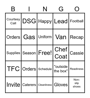 Fall Readiness Bingo Card