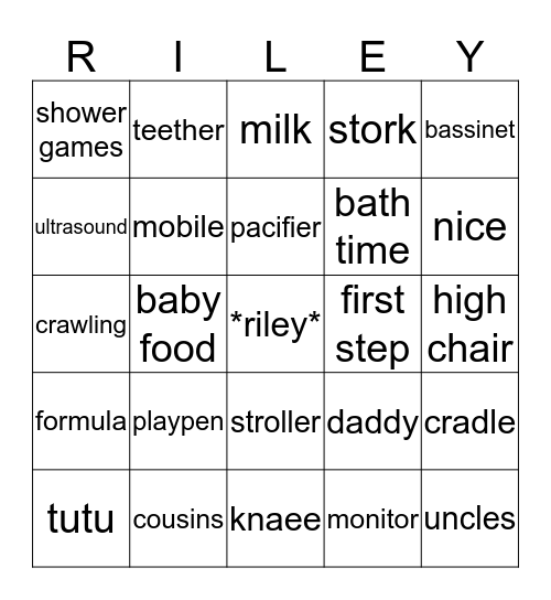 Baby Shower  Bingo Card