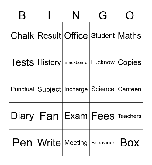 Teachers day Bingo Card