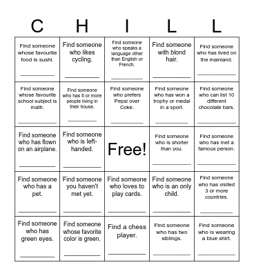 Find Someone Who ... Bingo Card