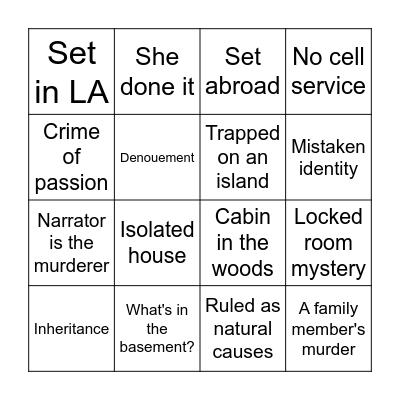 Autumn Mystery Novel Bingo Card