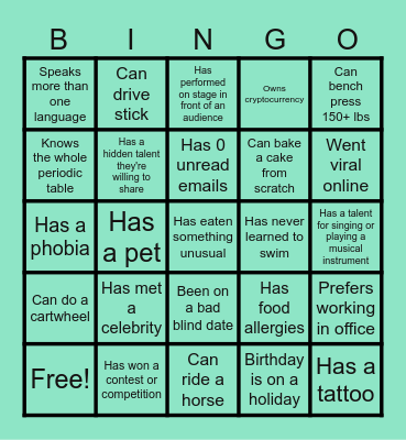 Duplo Bingo Card