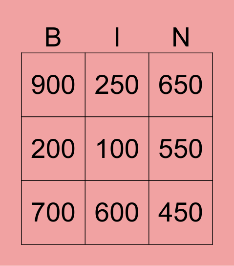 Counting in 50s Bingo Card