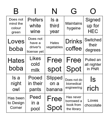 Viswada's EWB Bingo 2024 Pub Crawl Bingo Card