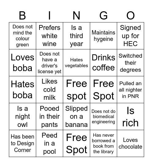 Viswada's EWB Bingo 2024 Pub Crawl Bingo Card