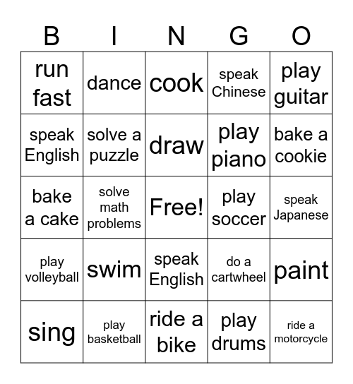 Friendship Bingo Card