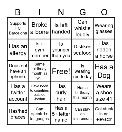 IMPACT'S icebreaker Bingo Card