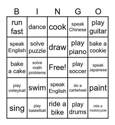 Friendship Bingo Card