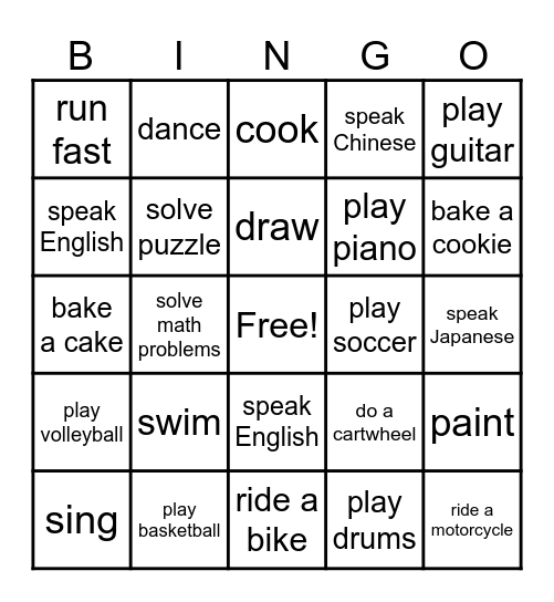 Friendship Bingo Card