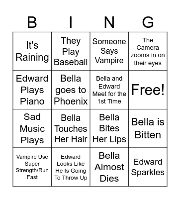 Twilight Bingo Card