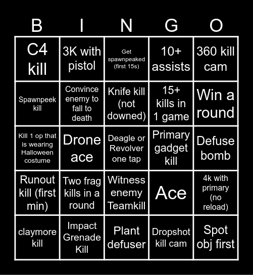 R6 Bingo Card