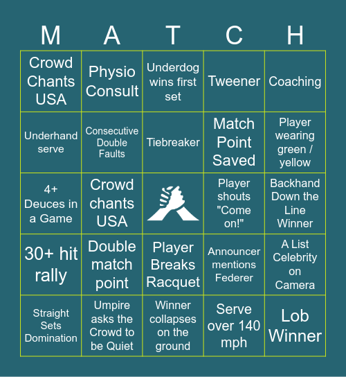 US Open Match Point Brewing BINGO Card