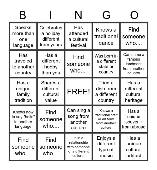 DIVERSITY BINGO! Bingo Card