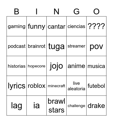 videos bingo Card