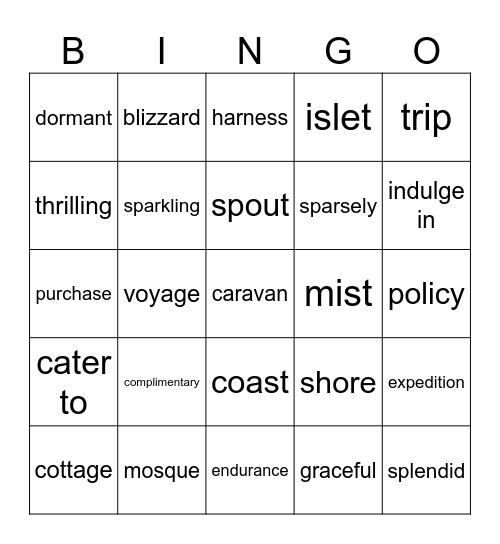 Traveller B2 Modules 1-2 Bingo Card